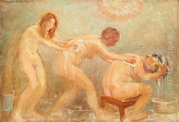 Three Women Washing Each Other - view 1
