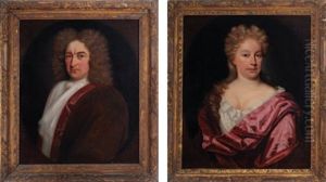 Portrait Of A Gentleman Wearing A Red Velvet Jacket (+ Portrait Of A Lady Wearing A Damask Colored Silk Robe; 2 Works)