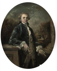 Portrait Of A Gentleman In A Blue Coat, A Book In His Right Hand, In A Landscape Portrait Of A Gentleman In A Blue Coat, A Book In His Right Hand, In A Landscape