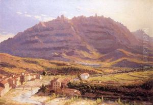 Paisaje Catalan Con La Montana De Monserrat by Domingo Soler Gili