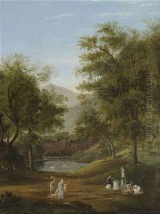 Landschaft Mit Dankopfer An Einer Dianastatue