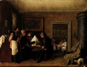Converstion In The Bar by Leonid Ivanovich Solomatkin