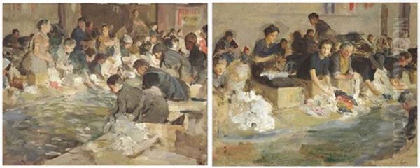 Washerwomen At Antibes; Similar (pair) - view 1
