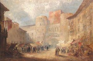 Emsiges Markttreiben Auf Dem Hauptplatz Einer Orientalischen Stadt by Joseph Solomon Solomon