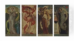 Spring, Summer, Autumn And Winter (4 Works) by Simeon Solomon
