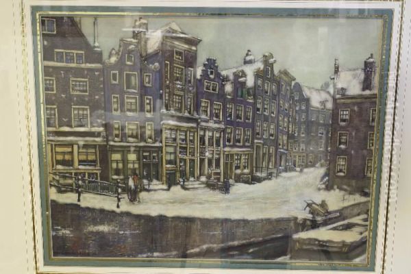 Huizen Aan Winterse Gracht Te Amsterdam - view 1