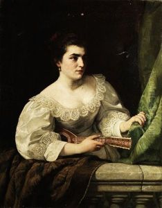 Bildnis Einer Jungen Dame Mit Mandoline by Pauline Soltau