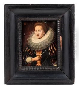 Portrait Of A Lady With A Lace Collar by Paul Ii Van Somer