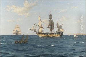 A Ship Of The Line 100 Years Ago by Thomas Jacques Somerscales