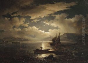 Fishing By Moonlight by Wilhelm Brandenburg