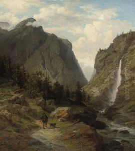 A Huntsman By An Alpine Torrent by Wilhelm Brandenburg