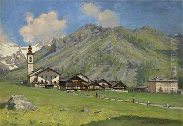 Blick Auf Das Sommerliche Gressoney, Monte Rosa - view 1