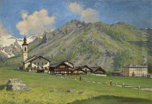 Blick Auf Das Sommerliche Gressoney, Monte Rosa by Guilio Sommati di Mobello
