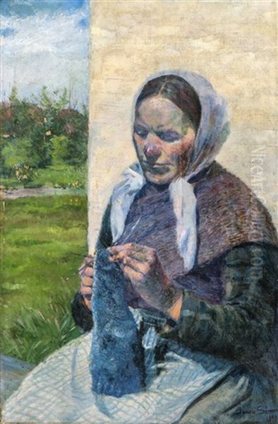 Knitting Woman - view 1
