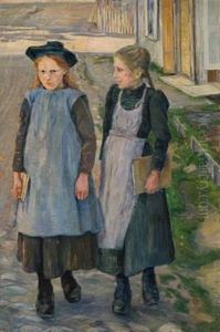 Hjem Fra Skolen Med Karakterboker by Jacob Kielland Somme