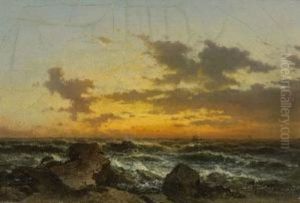 Sonnenuntergang An Felsiger Meereskuste by Carl August Sommer
