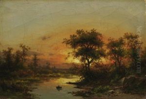 Spatsommer Im Hochgebirge (+ Fluslandschaft Im Abendlicht; 2 Works) by Carl August Sommer