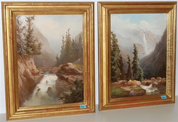 Gegenstucke. Das Lauterbrunnental Mit Dem Schmadribachfall Und Der Jungfrau (+ Brucke Uber Einen Wildbach Bei Der Handecck; 2 Works) - view 1