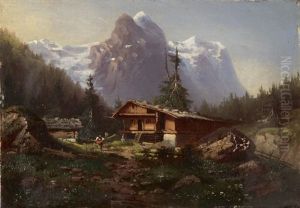 Wetter- Und Wellhorn Vom Rosenlaui Aus by Ferdinand Sommer