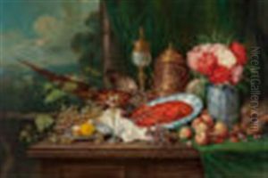Abundant Still Life With Pheasant, Lobster, Fruit, And Flowers