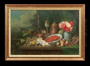 Abundant Still Life With A Pheasant, Lobster, Fruit And Flowers