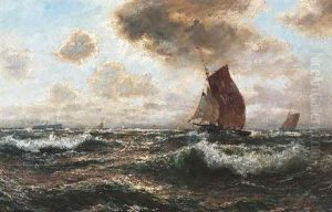 Marine. Segelboote Und Ein Dampfer Im Sonnenlicht by Georg Sommer