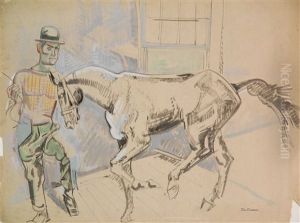 Horse And Trainer by William Sommer