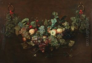Still Life Of Grapes, Apples & Garland by Joris Van Son