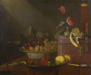 Still Life With Fruit In A Porcelain Bowl by Joris Van Son