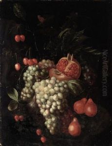 Still Life Of Grapes, Cherries, Pears And A Pomegranate by Joris Van Son