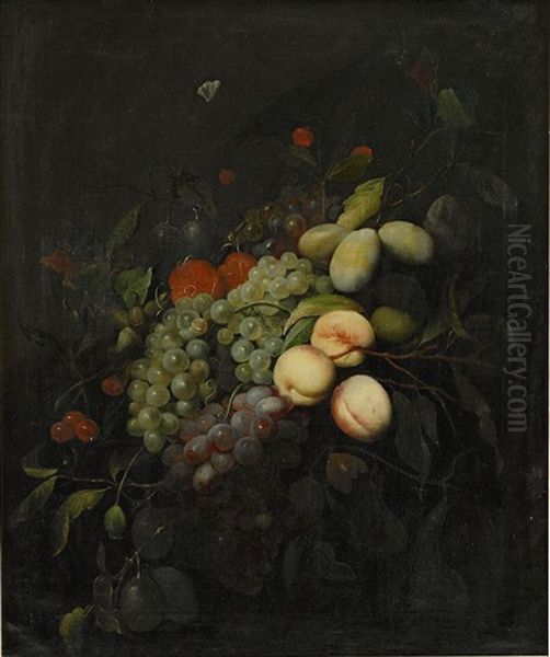 Stilleben Med Plommon, Vindruvor, Persikor - view 1