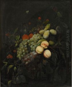 Stilleben Med Plommon, Vindruvor, Persikor by Joris Van Son