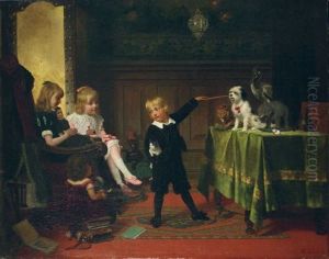 Spielende Kinder Mit Hund by Fritz Sonderland