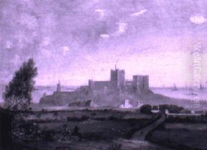 Weite Kustenlandschaft Mit Burganlage by Johann Baptist Sonderland
