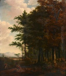 Figures In A Wooded Landscape, A Pair by Jan Gabrielsz Sonje