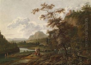 Weite Landschaft Mit Rastenden Hirten