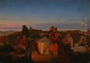Study For "skt. Hans Nat. De Syges Sovn Pa Helenagraven Ved Tisvilde" by Jorgen Valentin Sonne