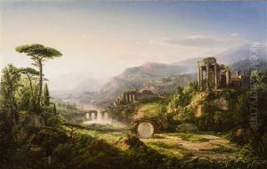 Paysage Italianisant Avec Ruines Anime De Personnages by William Louis Jnr. Sonntag