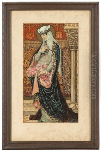 Portrait Of A Renaissance Woman Holding Roses - view 1