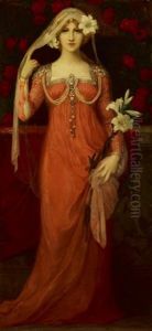 Dame In Rotem Kleid