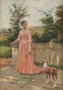 Giovane Fanciulla Con Cane Giovane Fanciulla Con Cane