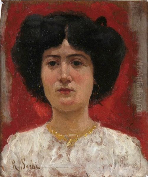 Ritratto Di Signora Su Fondo Rosso - view 1