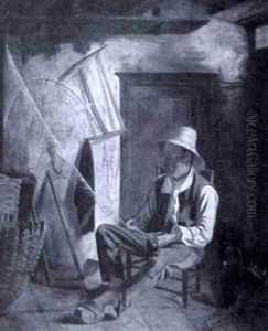 Man Mending A Fishing Net