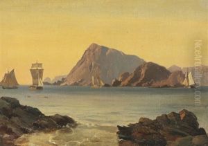 Norwegian Seascape With Sailing Ships by Carl Fredrick Sorensen