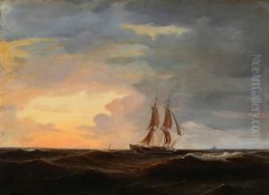 A Schooner In The Evening Sun