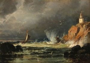 Fishing Boat Near Vinga Lighthouse By Gothenburg, Sweden by Carl Fredrick Sorensen