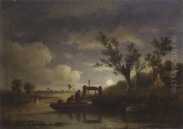 Fishermen At Work By Moonlight - view 1