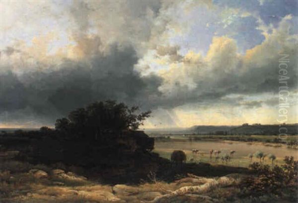Romantische Flusslandschaft Bei Aufziehendem Gewitter - view 1