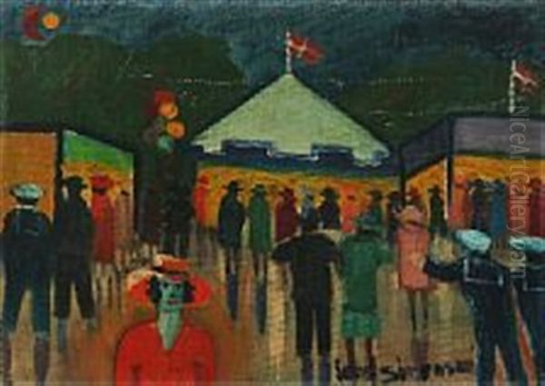 Evening Scenery From Bakken With Sailors And People - view 1