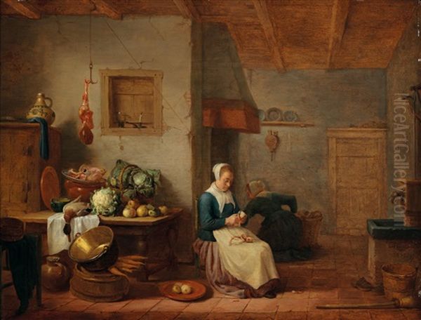 A Kitchen Interior With Two Maids - view 1